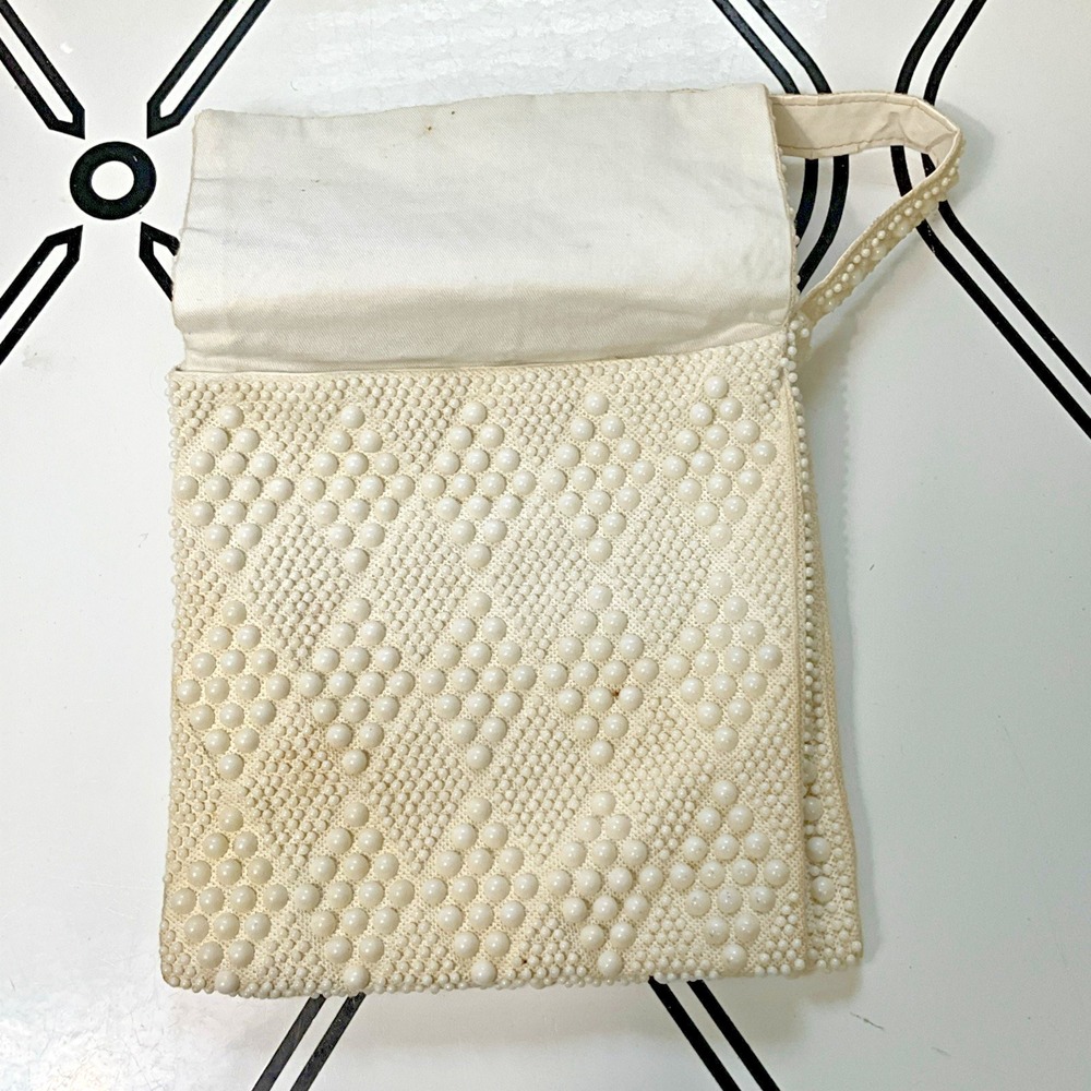 VTG Candy Dot Purse 1960s Plastic Beaded Handbag Pocketbook 2 Compartments - Picture 2 of 16